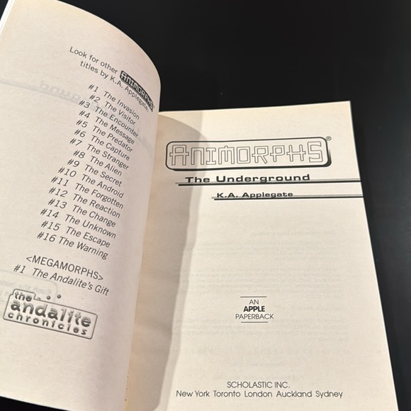 Animorphs #17: The Underground by K. A. Applegate  - Scholastic Paperback Novel - Picture 6 of 10